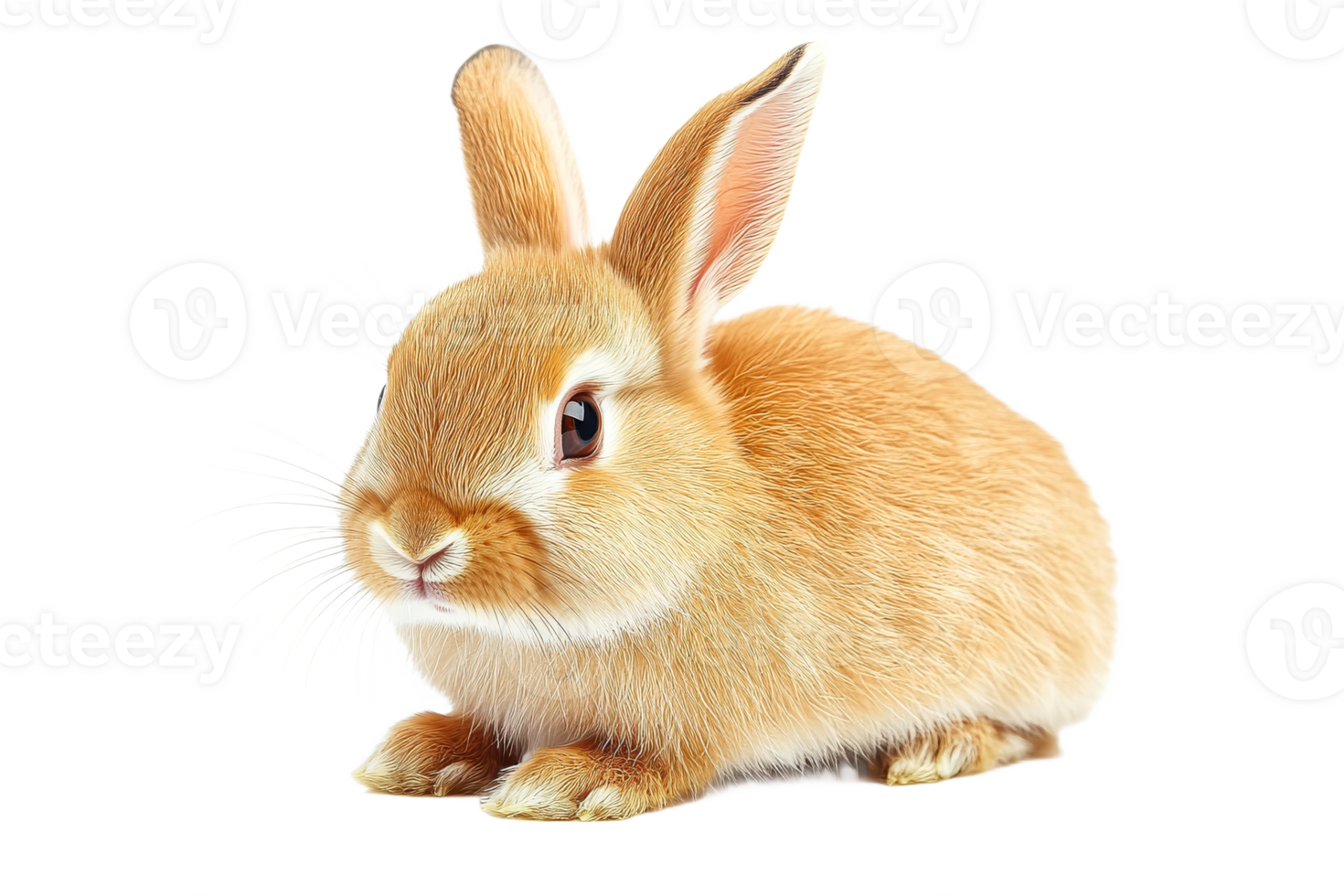 Cute fluffy rabbit resting on a soft surface png