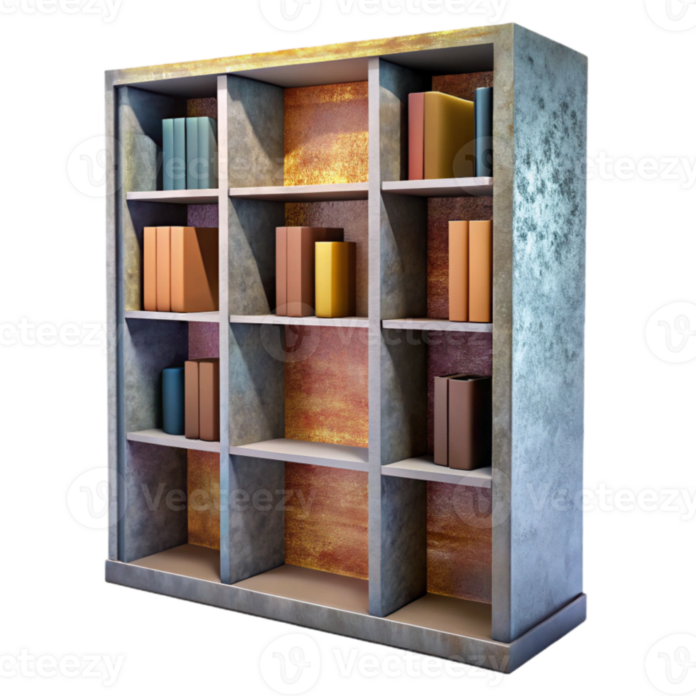 magnificent modern Modern Library Bookshelf Cutout with Front View Perspective high resolution png