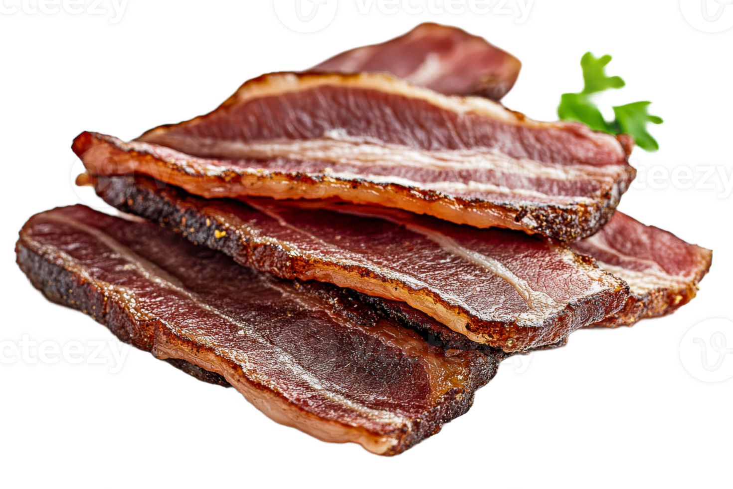 Slices of dried meat on a transparent background png