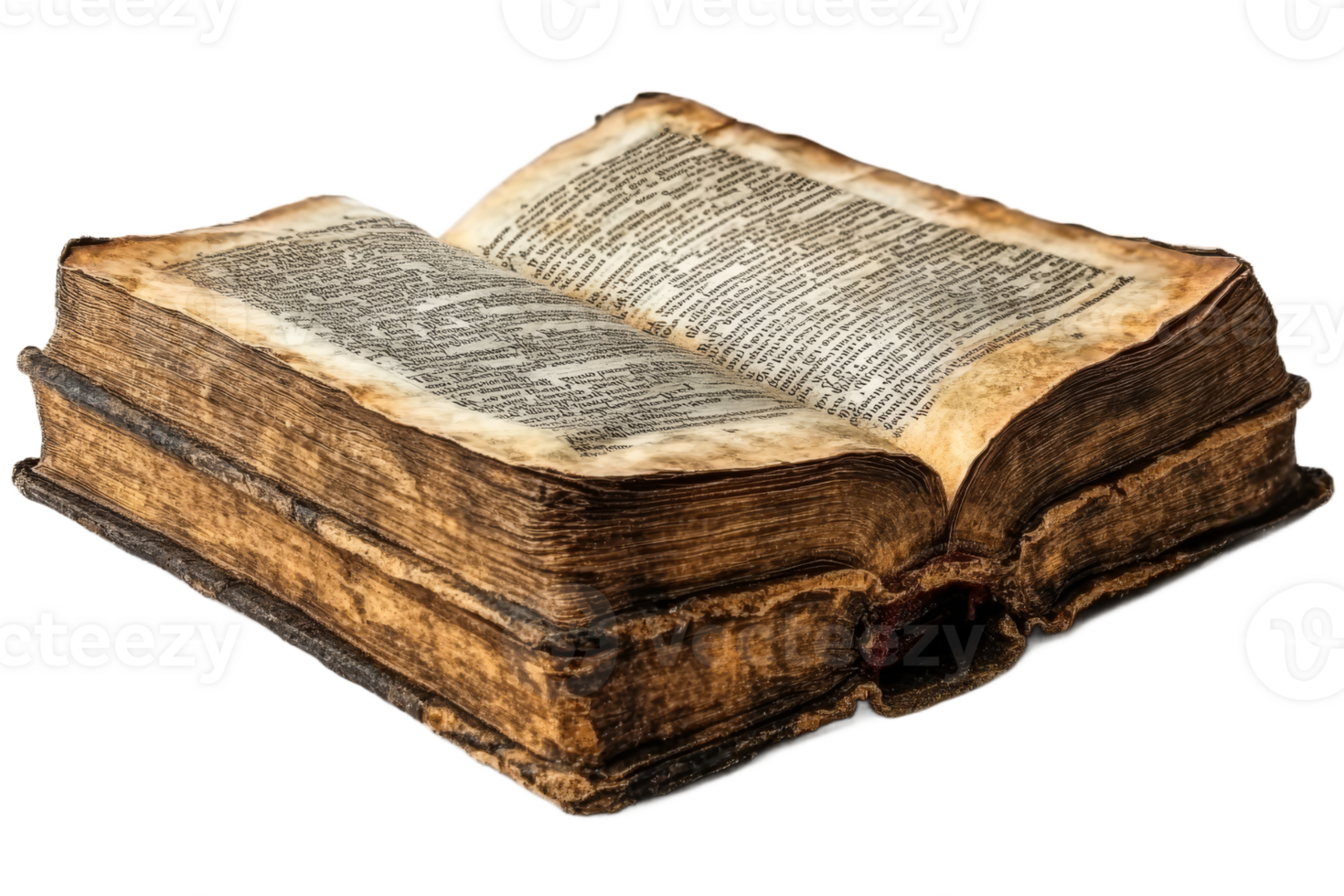 Antique book with worn pages and weathered binding png