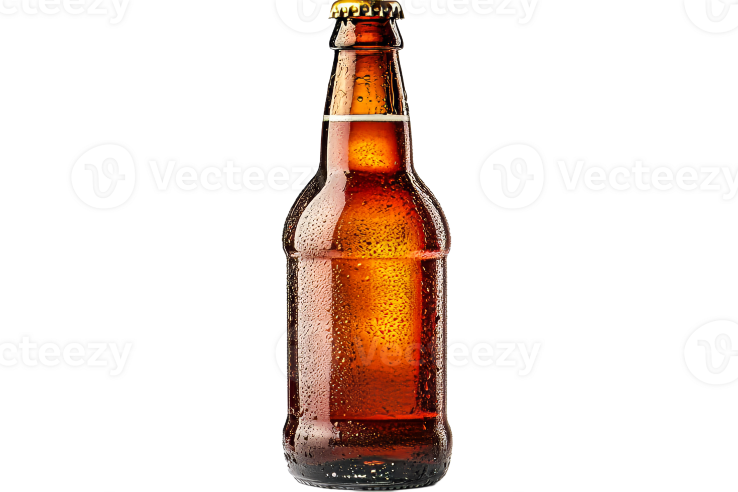 Crisp beer bottle with condensation on clear bg png