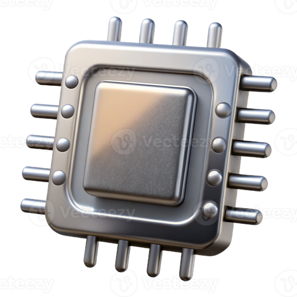 wonderful modern Modern Microchip Design with Silver Finish Isolated png