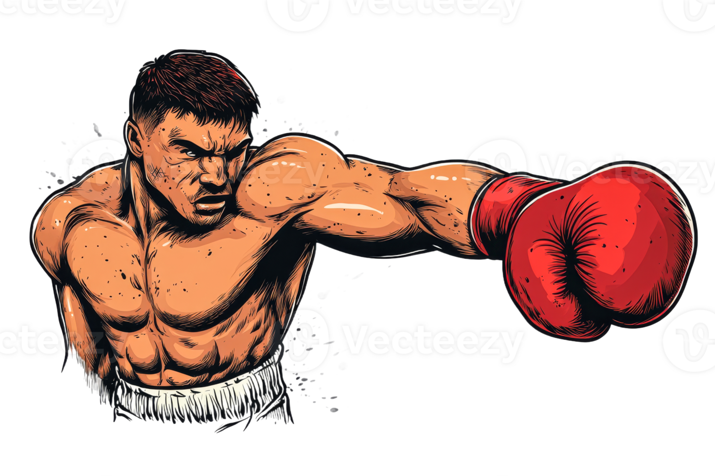 Dynamic boxer delivering a powerful punch in training png