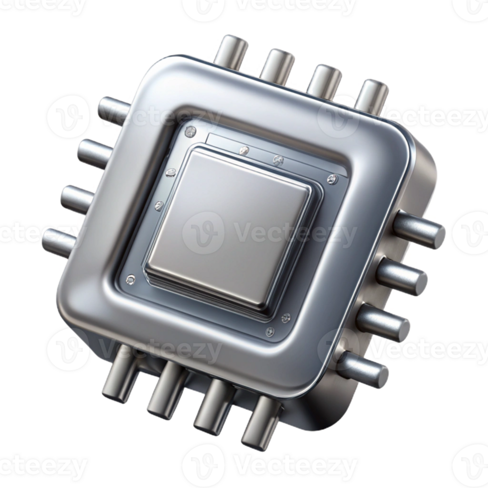 dramatic modern Modern Microchip Design with Silver Finish Isolated detailed png