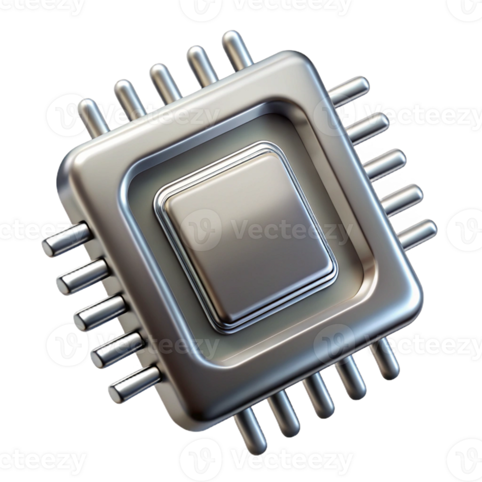 impressive abstract Modern Microchip Design with Silver Finish Isolated original png