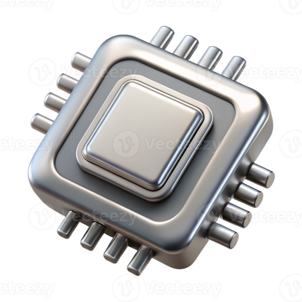 magnificent creative Modern Microchip Design with Silver Finish Isolated high quality png