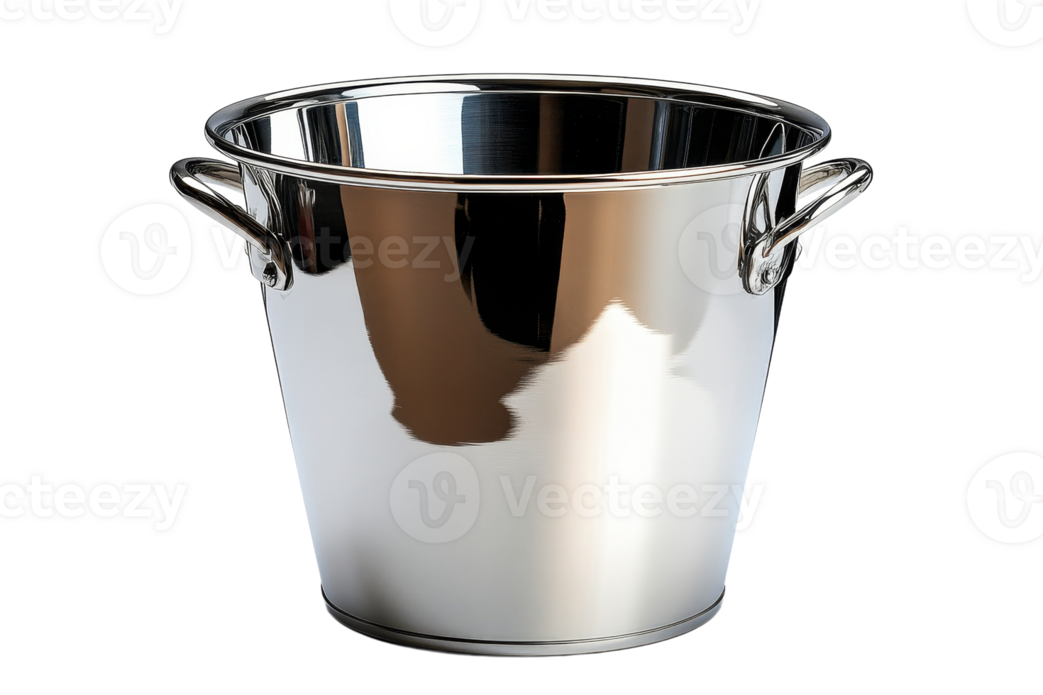 Metal bucket with shiny surface and handles for utility png