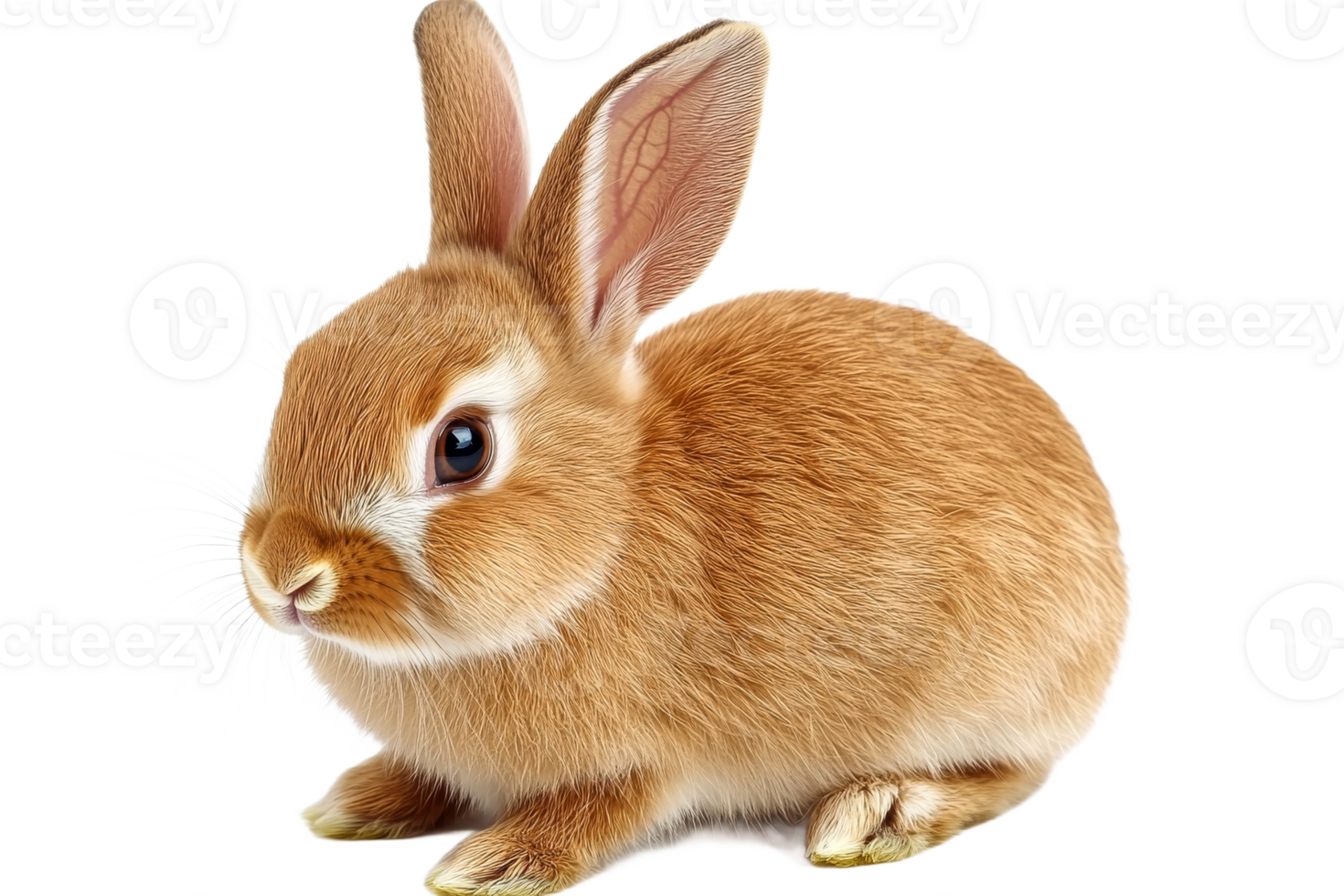 Cute brown rabbit with soft fur and big ears png