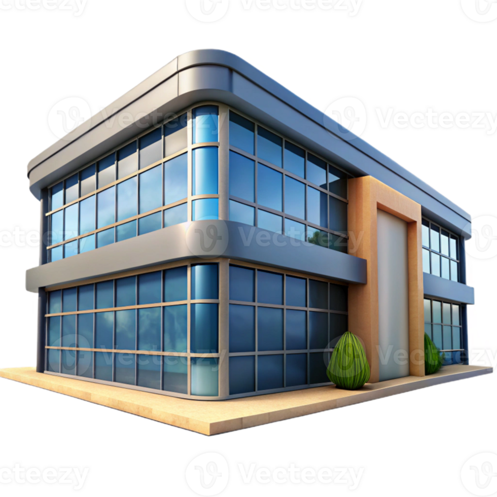vibrant traditional Modern Office Building Exterior Cutout with Glass Facade authentic png