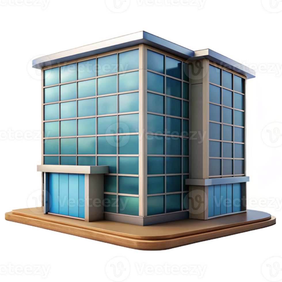 vibrant modern Modern Office Building with Glass Facade Transparent Background exclusive png