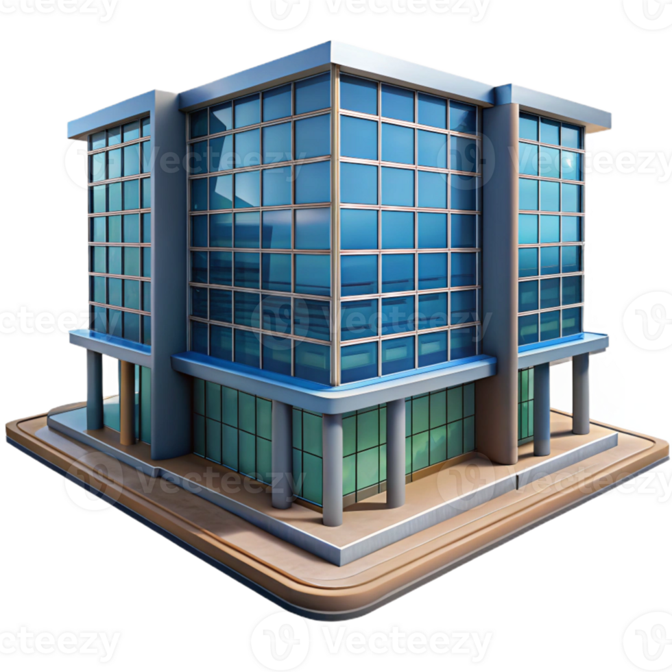 beautiful traditional Modern Office Building Glass Facade Transparent Background high resolution png