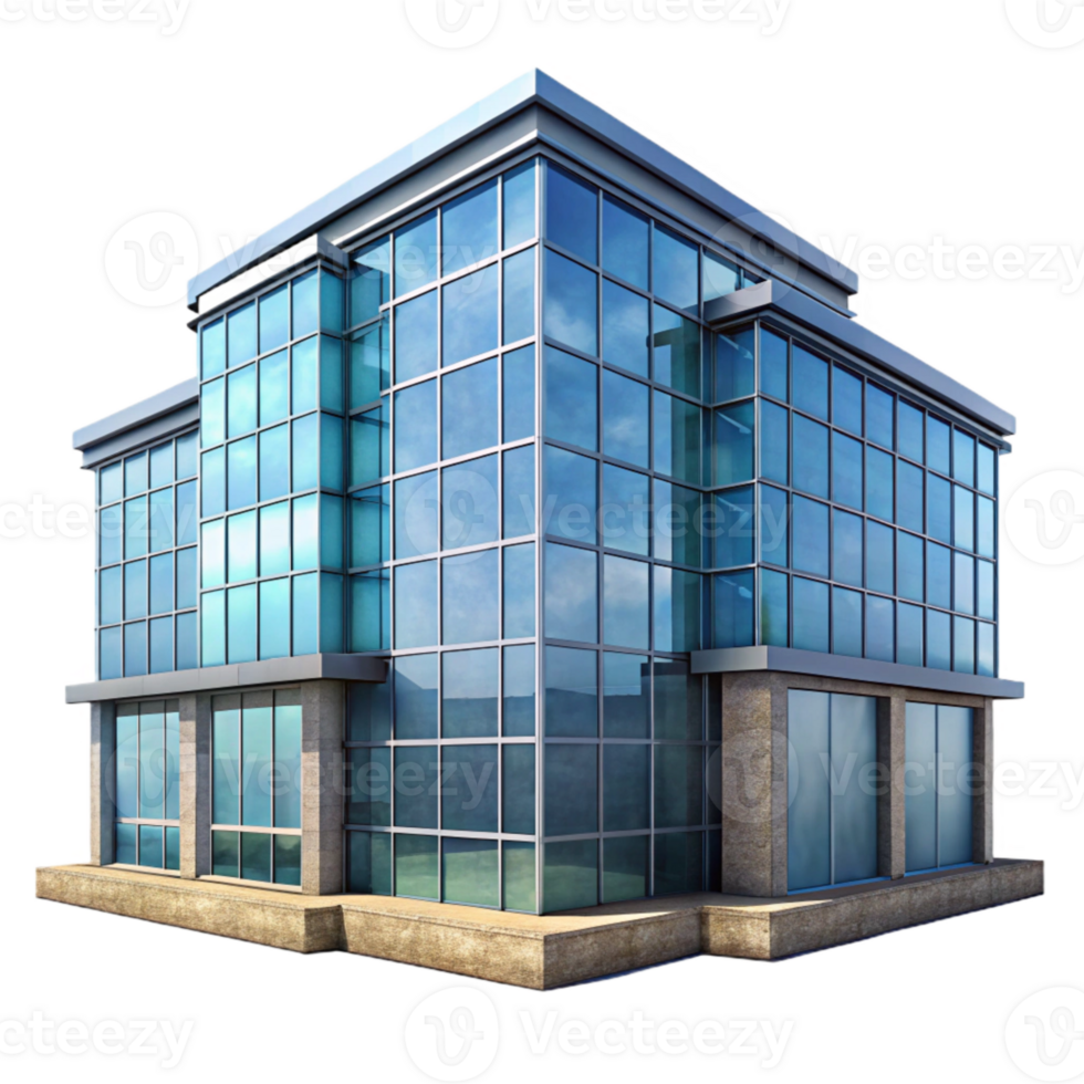 magnificent minimalist Modern Office Building Glass Facade Transparent Background detailed png