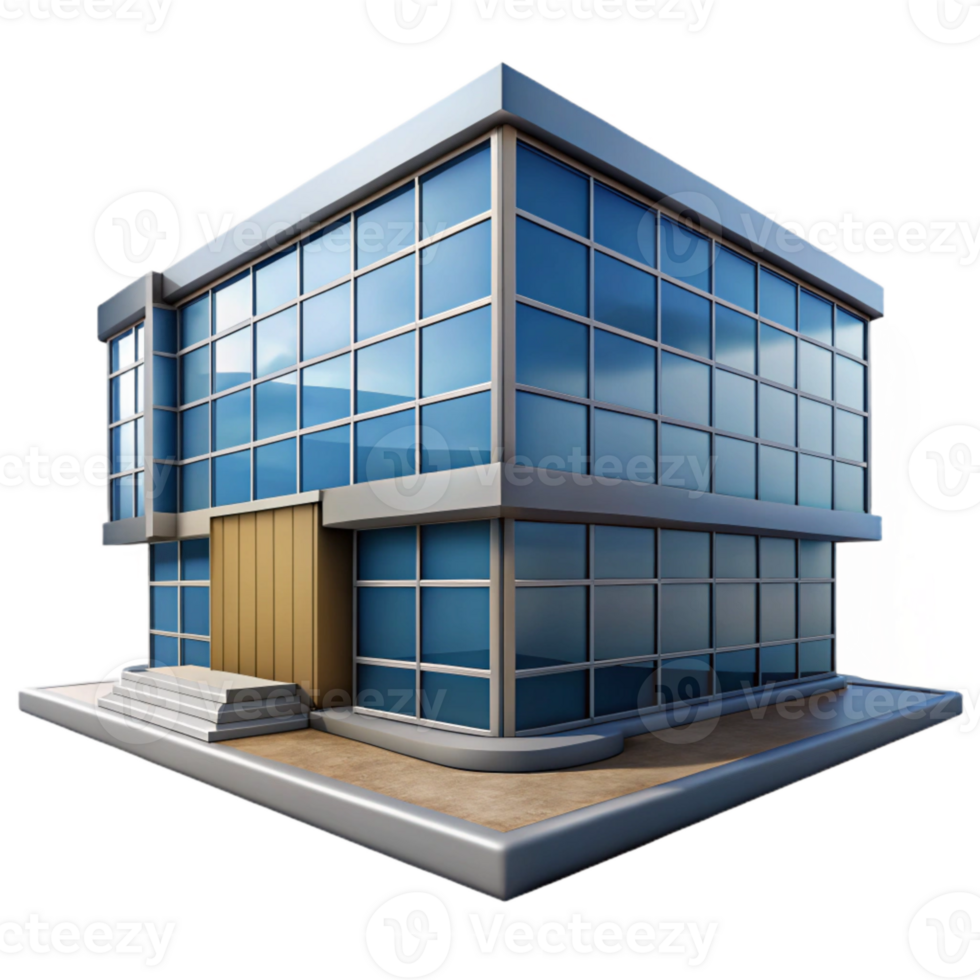 serene minimalist Modern Office Building with Glass Facade Transparent Background authentic png