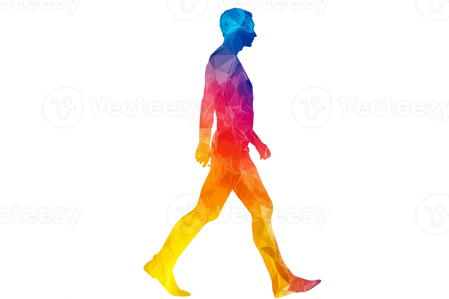 Colorful silhouette of a person walking in abstract style png
