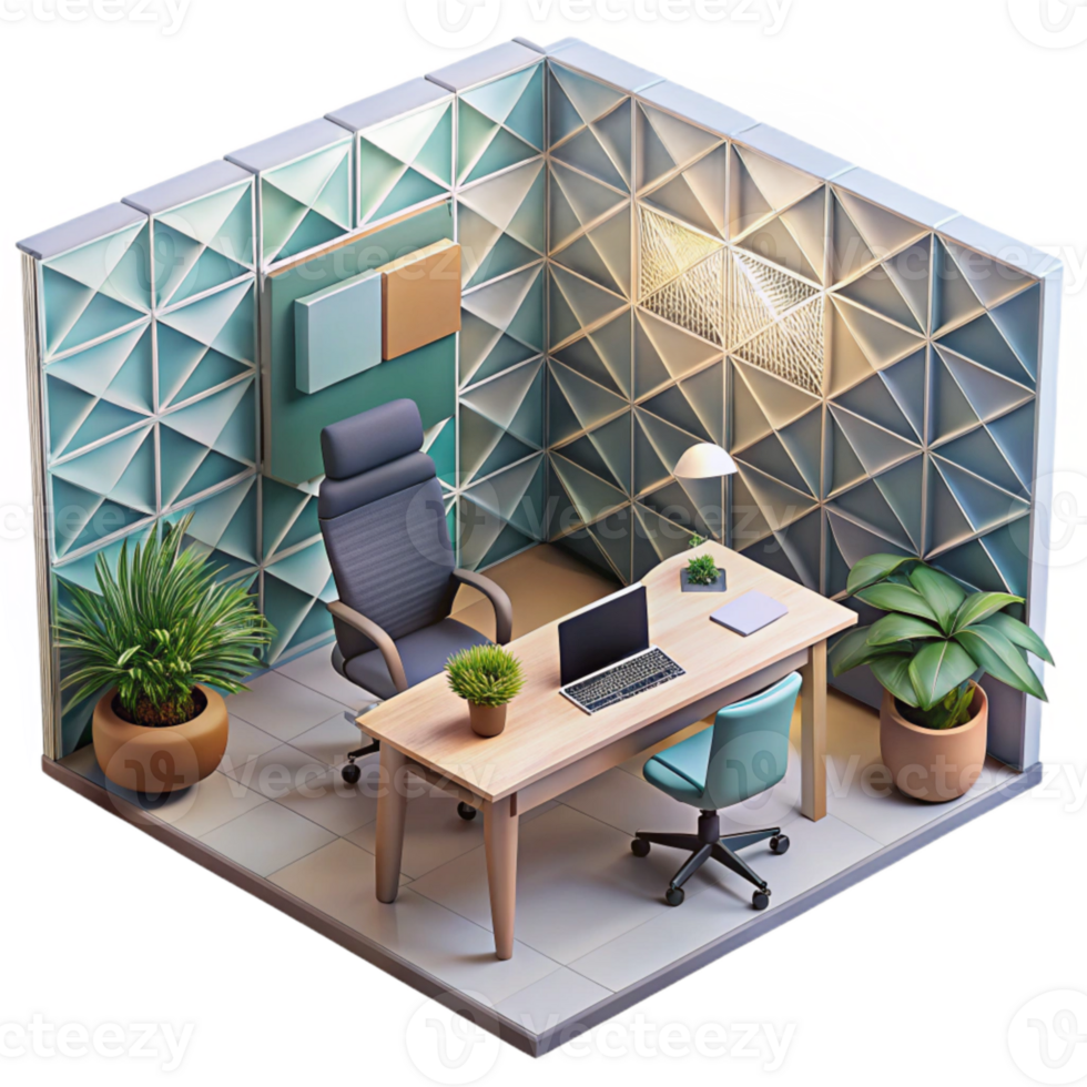 magnificent traditional Modern Office Interior with Plants Isolated high resolution png