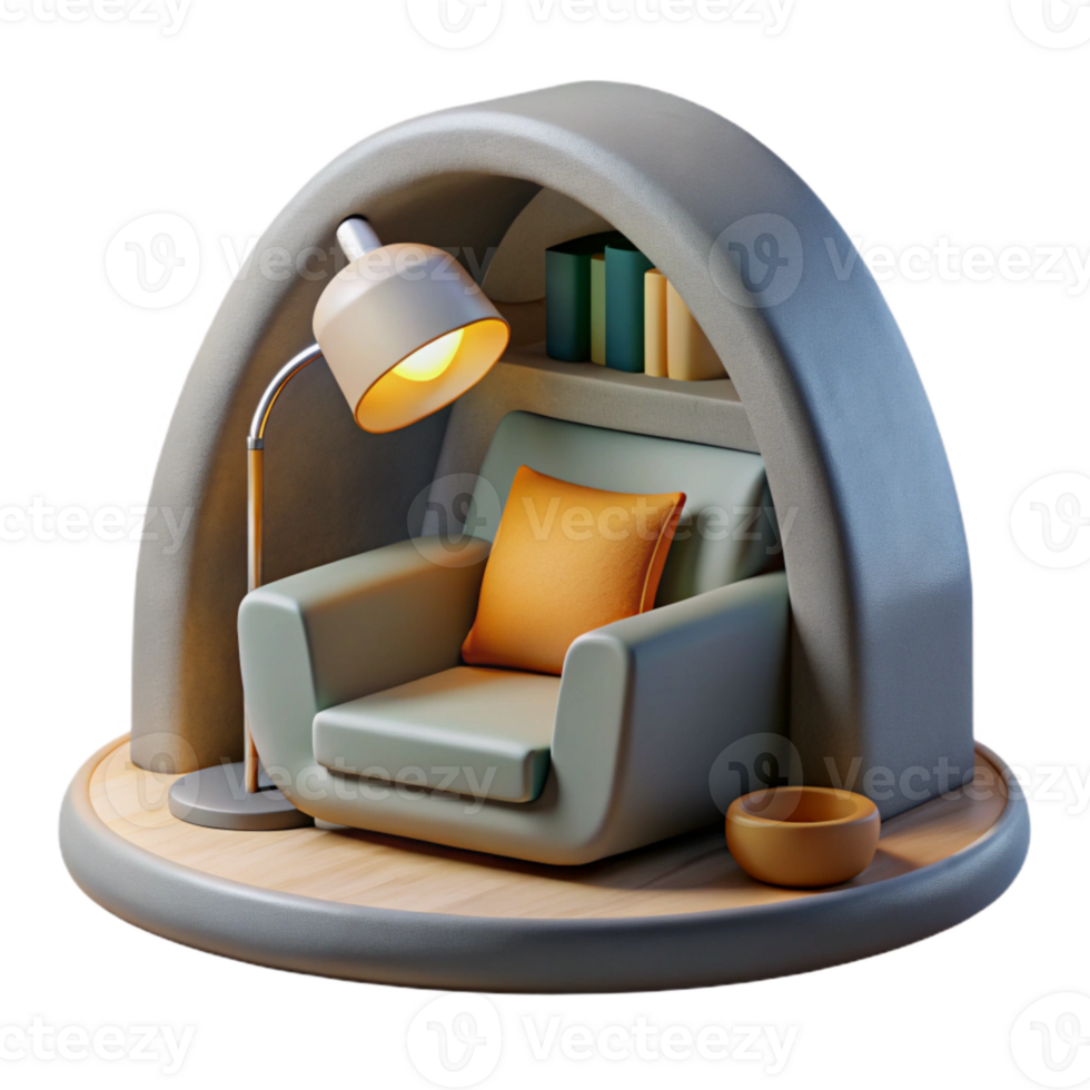 vibrant rustic Modern Reading Nook with Lamp Cutout Element high quality png