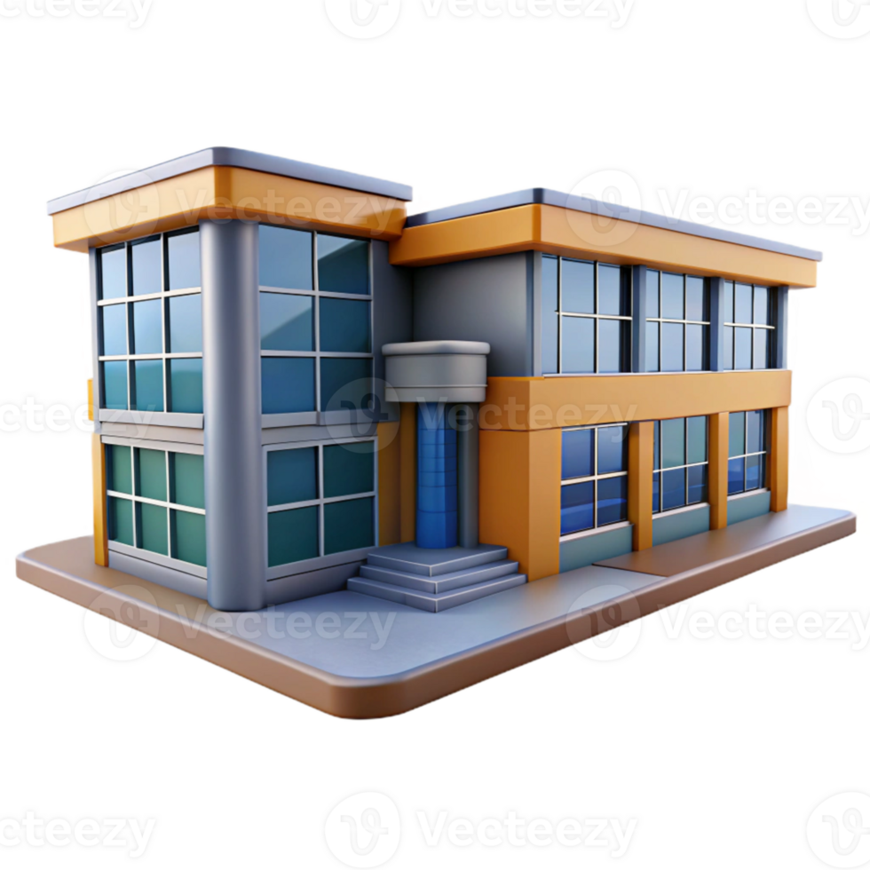 beautiful vintage Modern School Building Cutout with Large Windows high resolution png