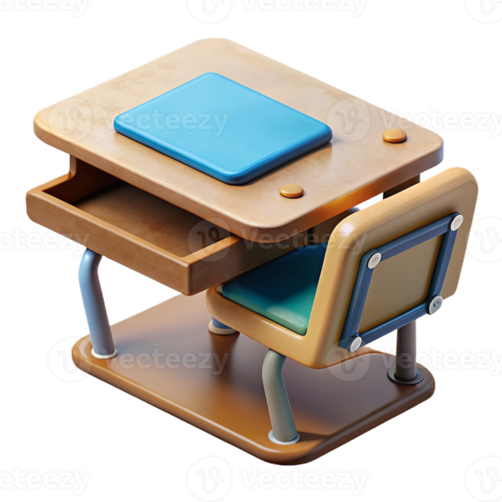 wonderful vintage Modern School Desk with Tablet Cutout png