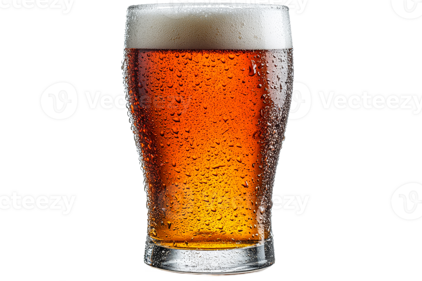 Cold beer in a glass with condensation on surface png