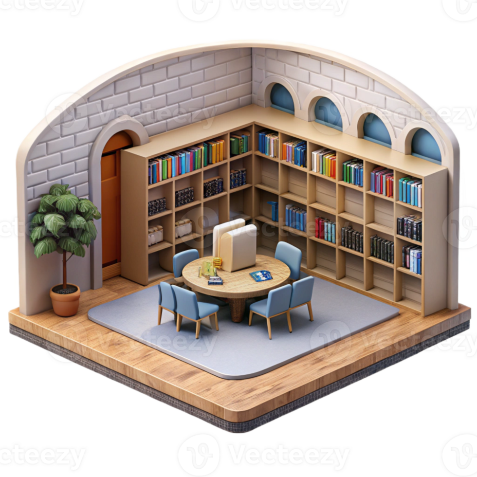 magnificent rustic Modern School Library Interior Cutout high quality png