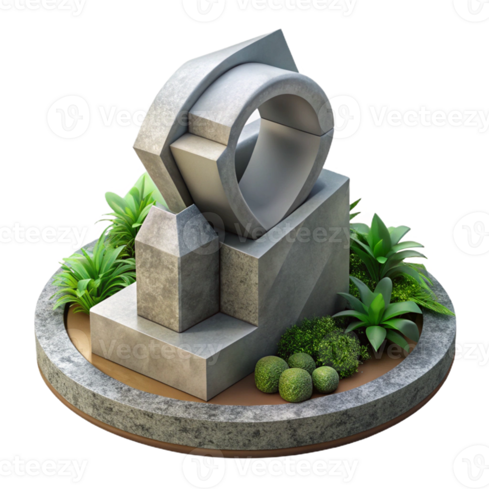 impressive abstract Modern Sculpture in Concrete Jungle Isolated high resolution png