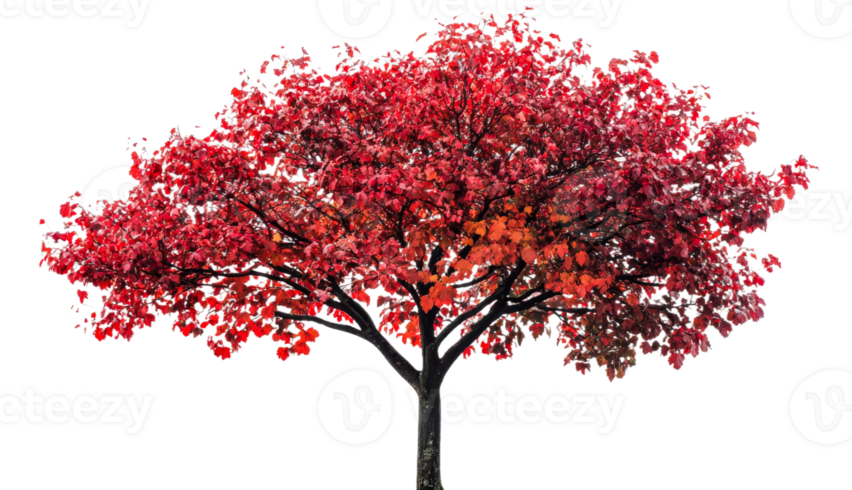 Red maple tree with autumn leaves, transparent bg png