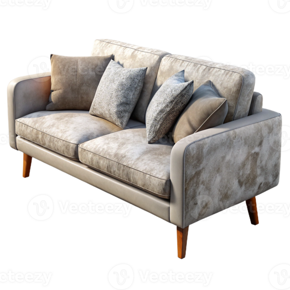 magnificent contemporary Modern Sofa with Pillows Side View Isolated detailed png