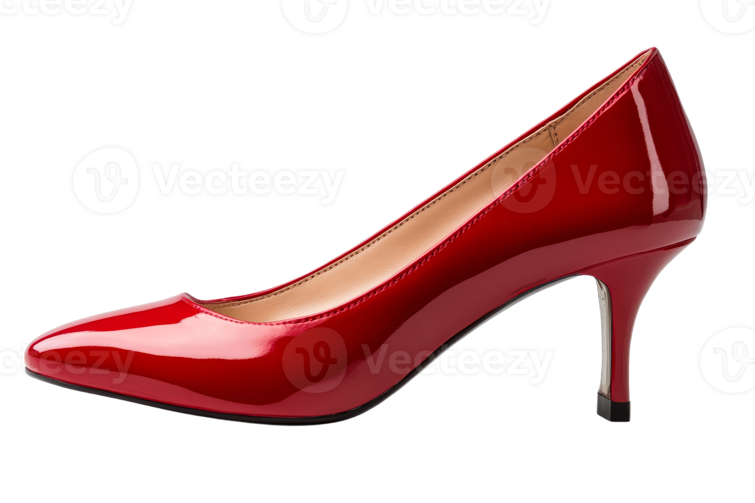 Bright red high heel shoe on a transparent background png