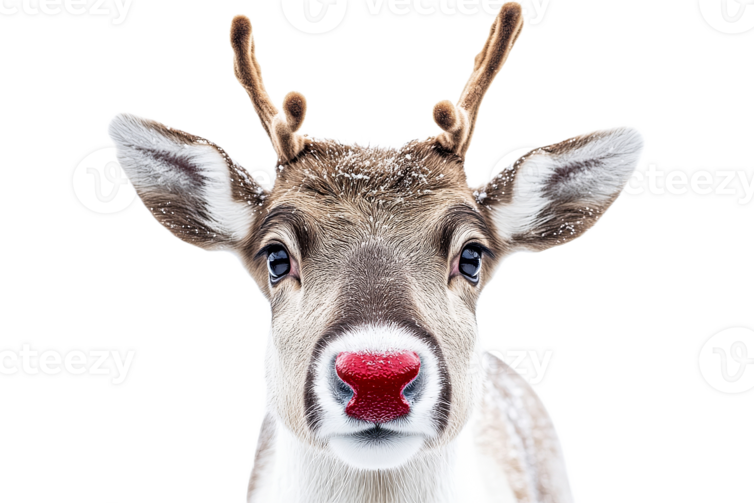 Reindeer with red nose on transparent background png