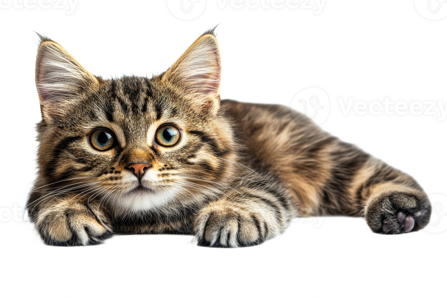 Playful tabby kitten resting on a smooth surface png