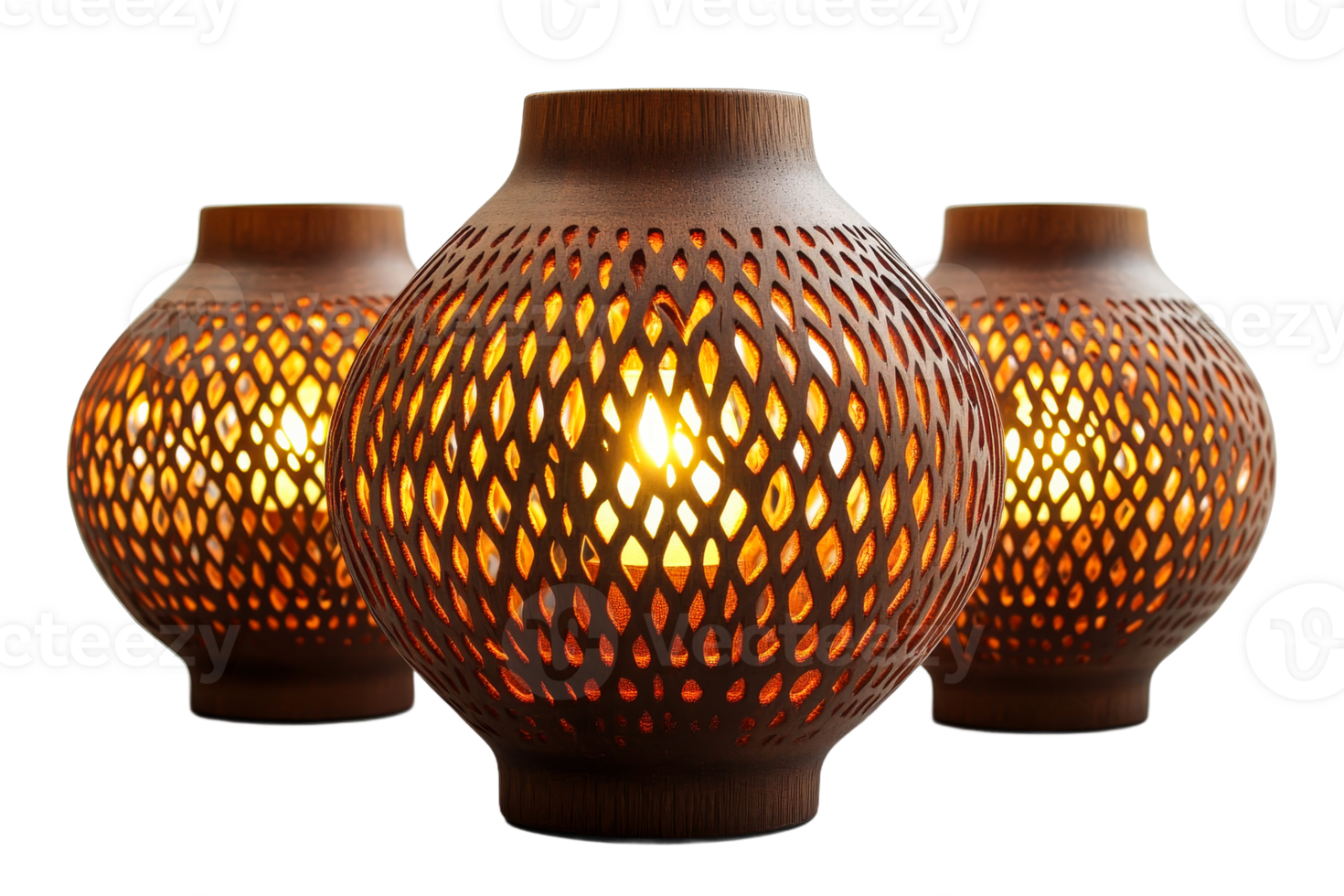 Unique decorative lanterns with warm glow for ambiance png