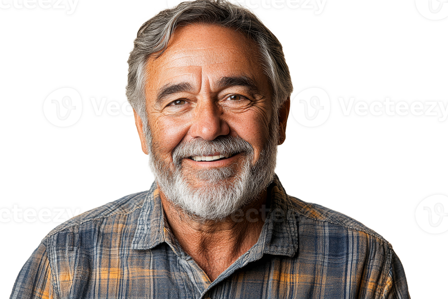 Joyful senior man with beard smiling brightly png