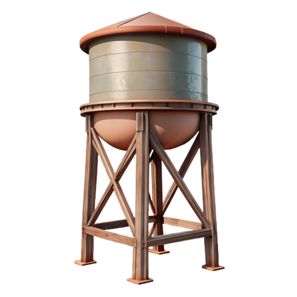 vibrant minimalist Modern Water Tower Side View Cutout Transparent Background original png