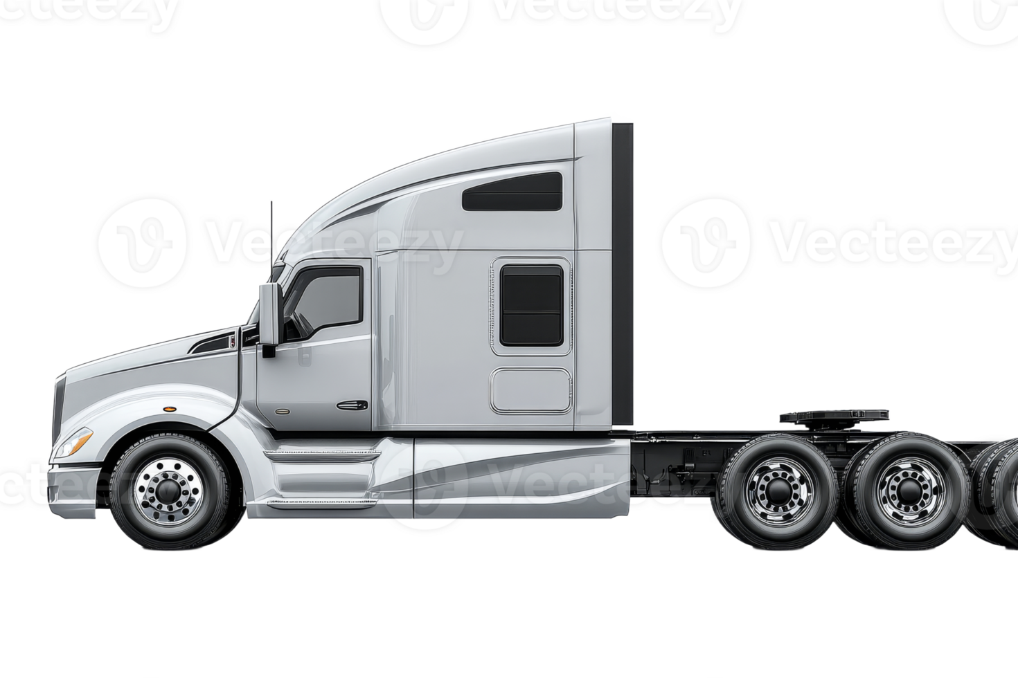 Silver semi truck on transparent background png