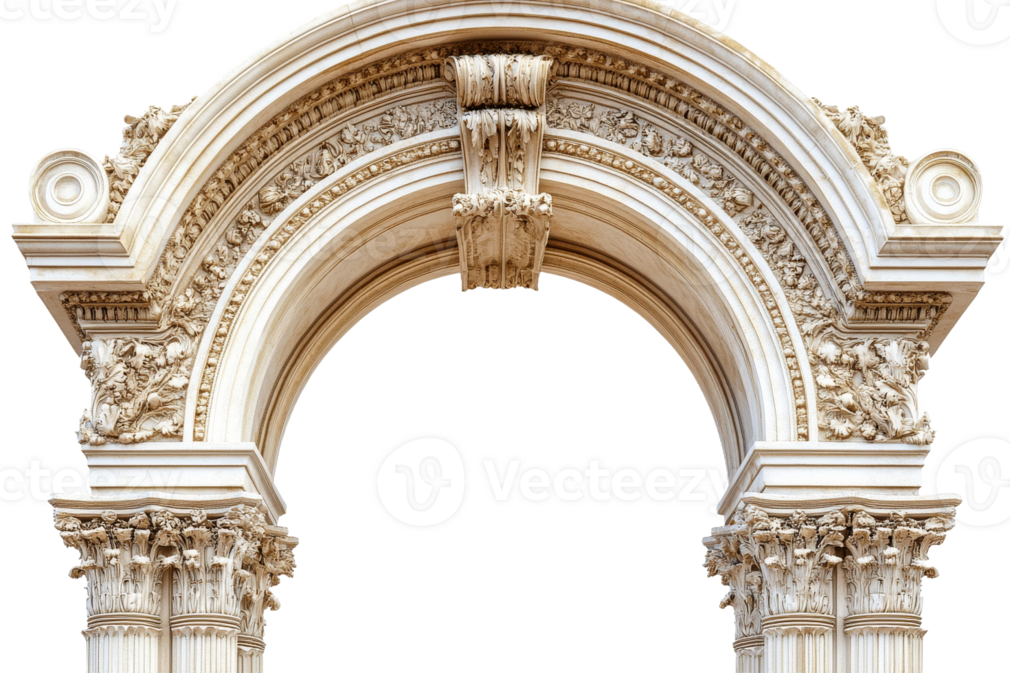 Architectural arch with intricate carvings and details png