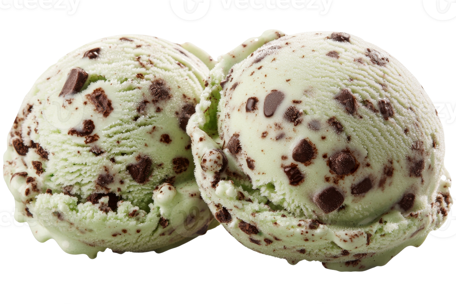 Delicious mint chocolate chip ice cream treat png