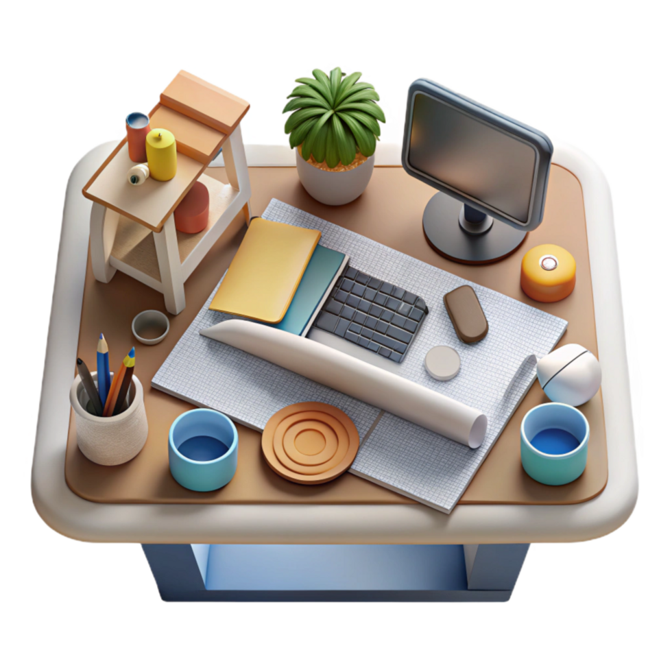 impressive classic Modern Workspace with Ai Design Tools Transparent high resolution png