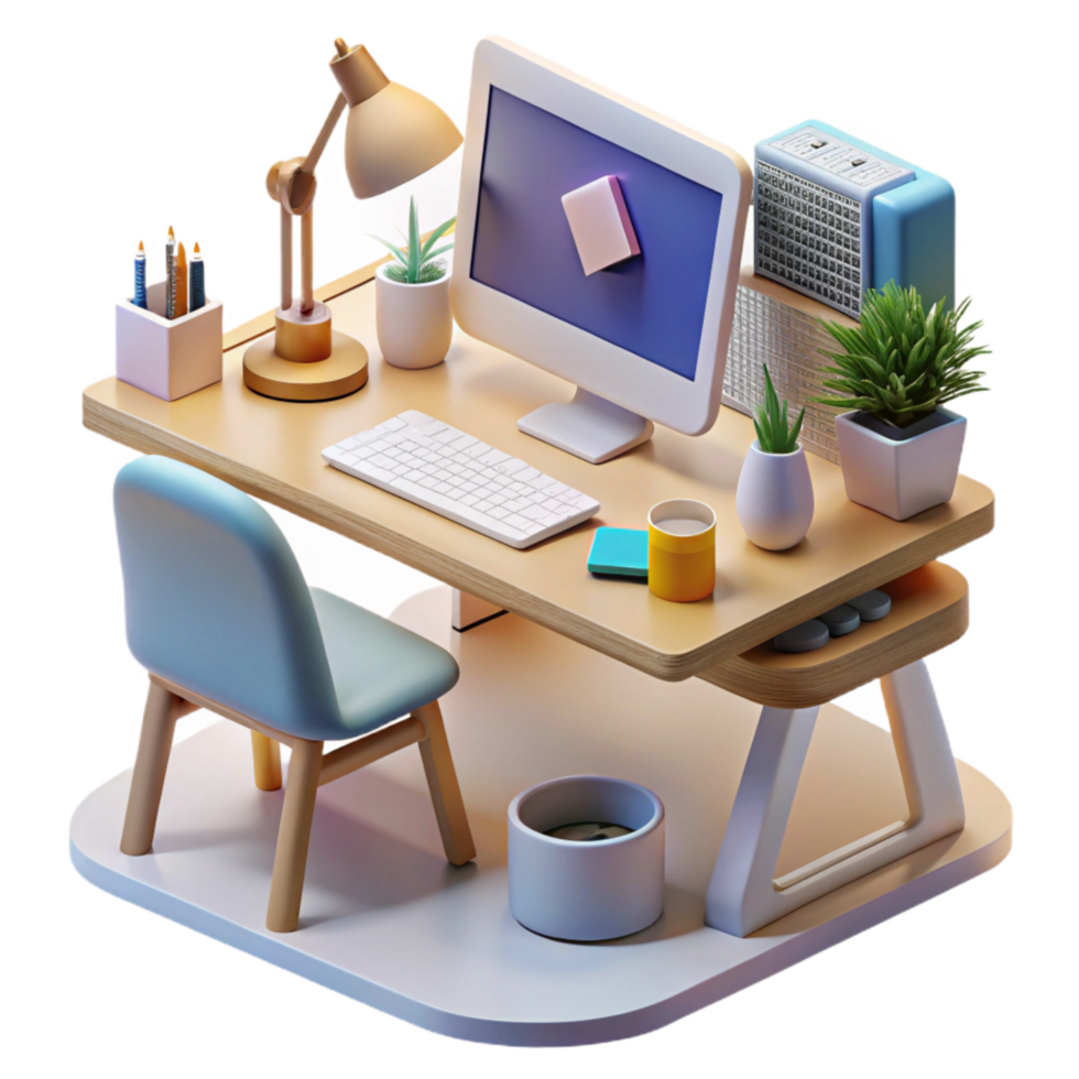 extraordinary artistic Modern Workspace with Ai Design Tools Transparent high quality png