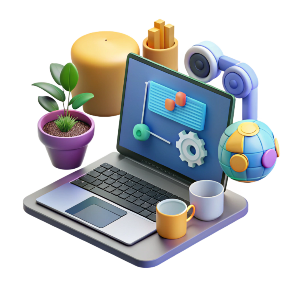 dramatic creative Modern Workspace with Ai Design Tools Transparent original png