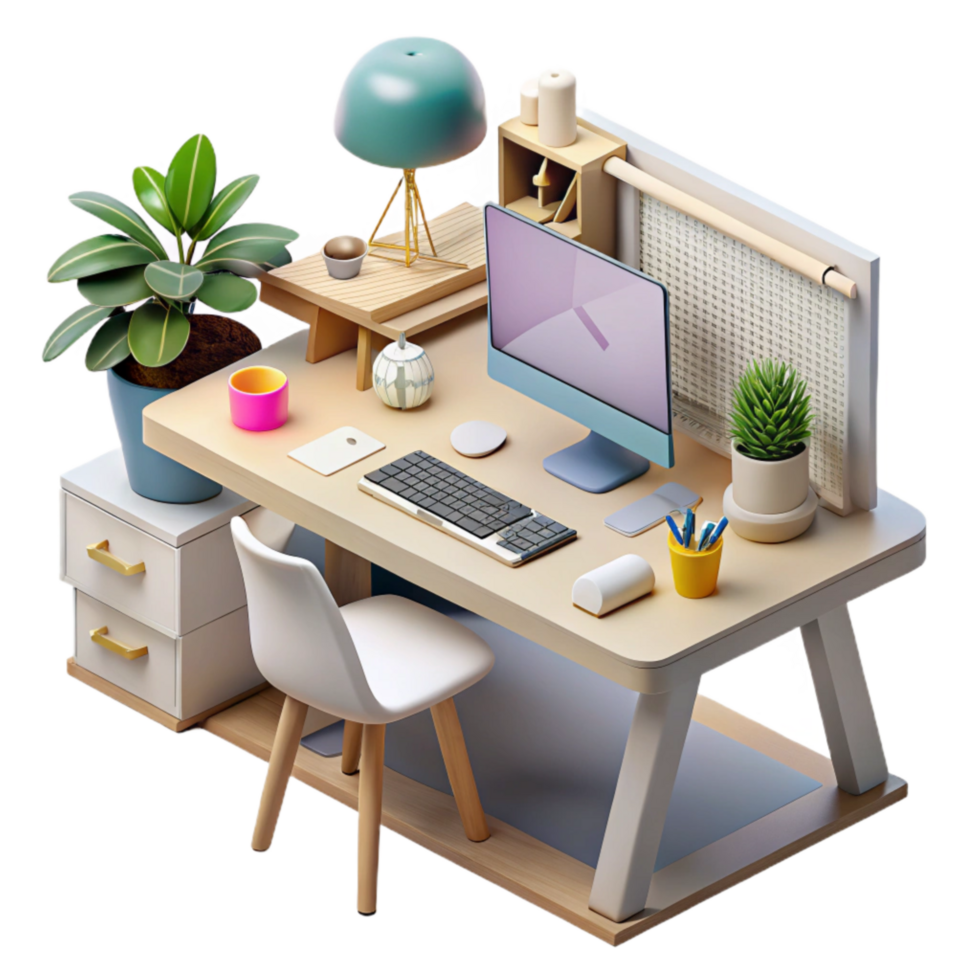 extraordinary vintage Modern Workspace with Ai Design Tools Transparent professional png