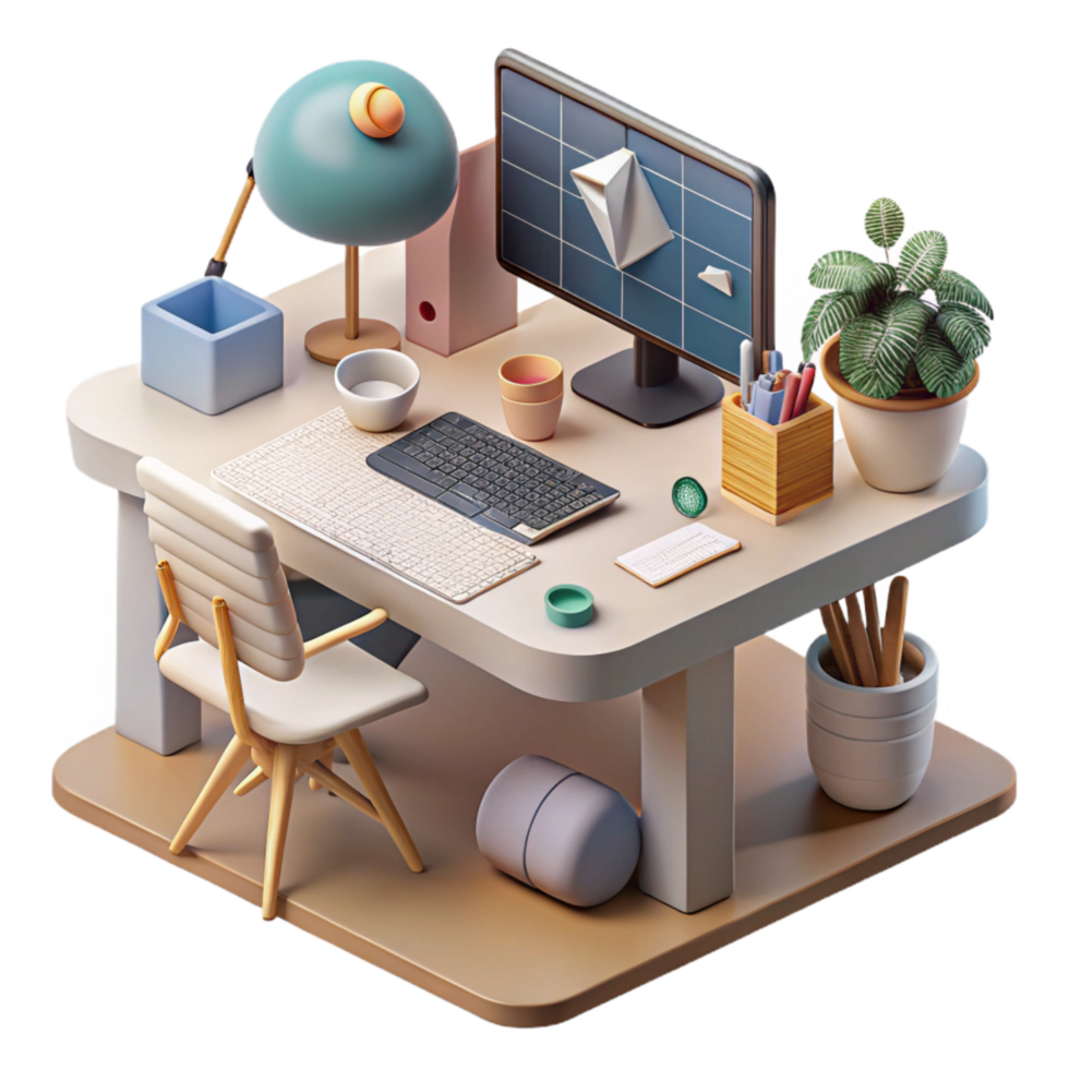 dramatic creative Modern Workspace with Ai Design Tools Transparent high resolution png