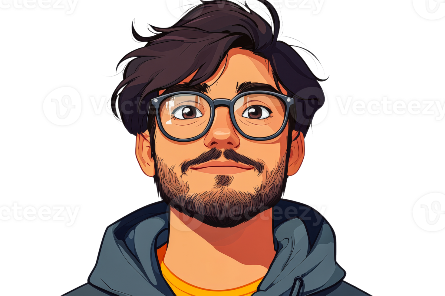 Smiling young man in glasses on clear background png