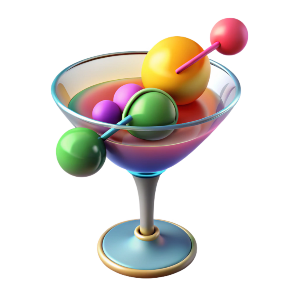 beautiful abstract Molecular Cocktail Garnish Cutout with Vibrant Colors detailed png
