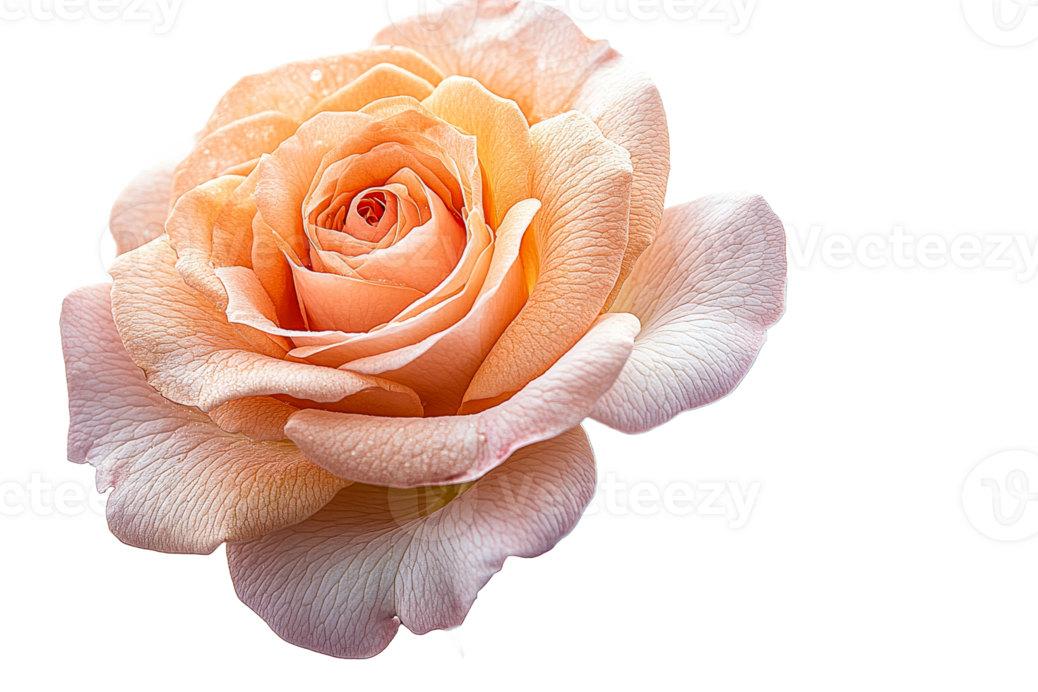Beautiful peach rose in full bloom with soft petals png