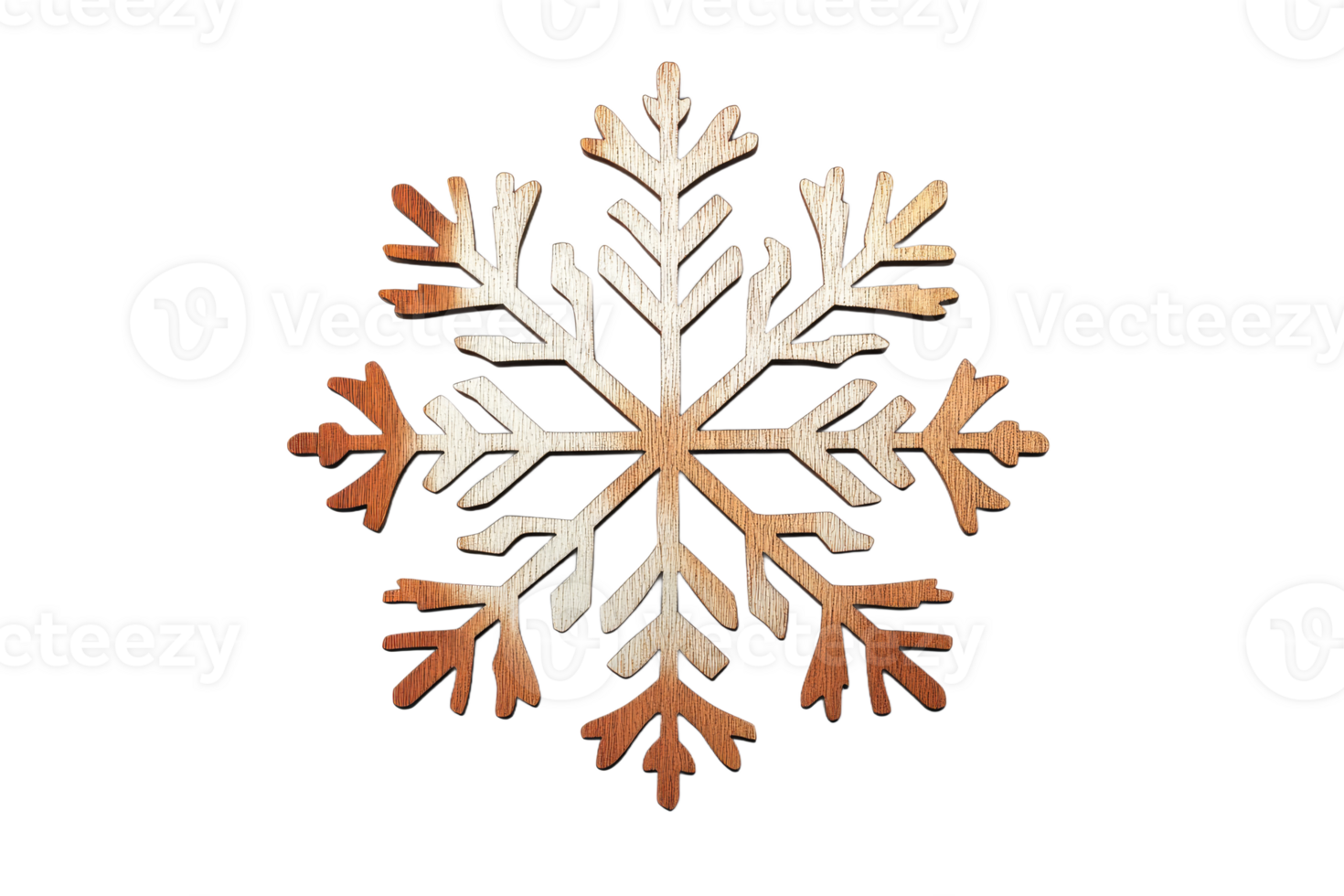 Decorative wooden snowflake with intricate design details png