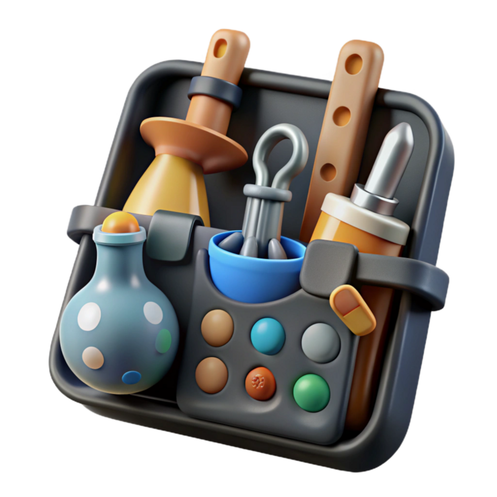 vibrant minimalist Molecular Gastronomy Tools Kit Cutout with Dark Background professional png