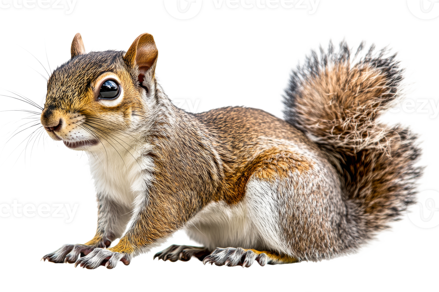 Squirrel in a natural pose with detailed fur texture png