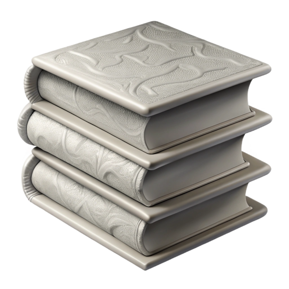 serene modern Monochromatic Book Stack Cutout with Shadow original png
