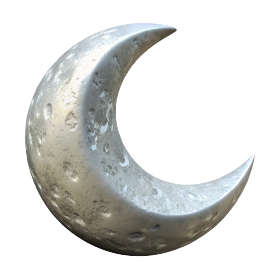 dramatic minimalist Moon Crescent Shape Silver Transparent authentic png