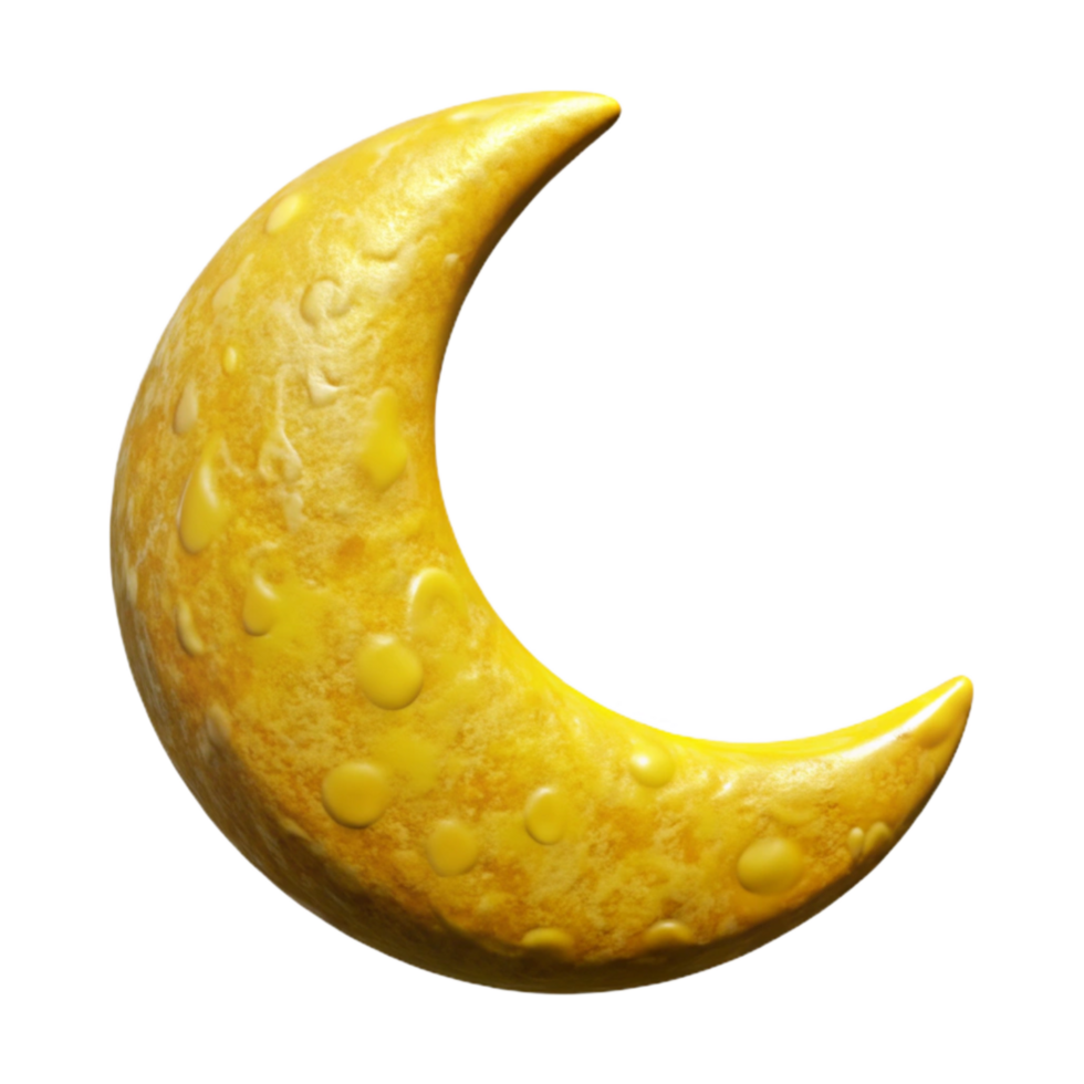 serene artistic Moon Crescent Shape Yellow Isolated Cutout authentic png